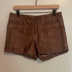 Free People Vegan Leather Shorts | Cognac